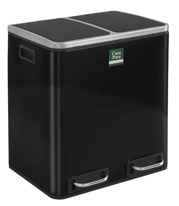 Casa Pura Treteimer Felix 2 x 15 Liter Edelstahl, Polypropylen Schwarz