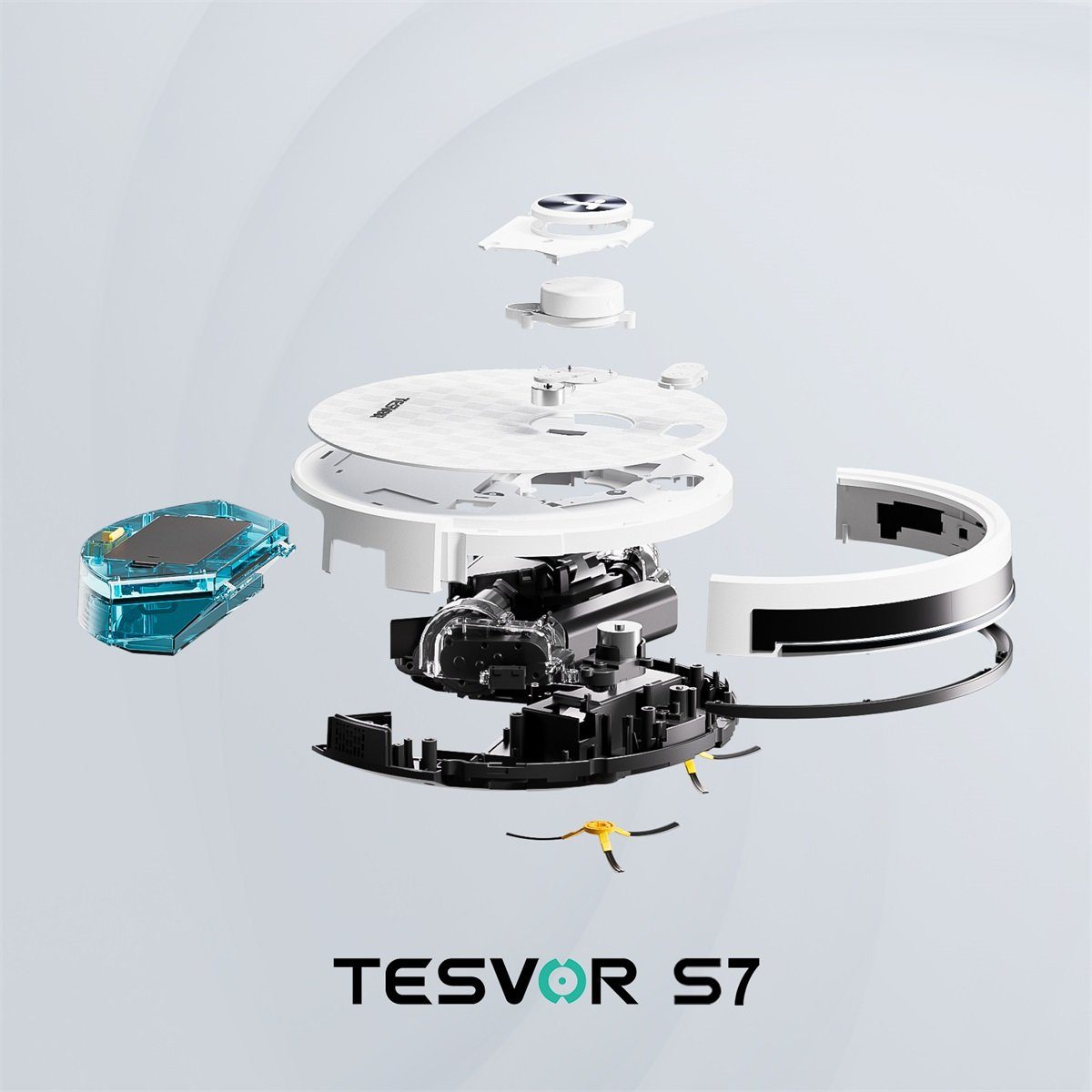 Tesvor Saugroboter S7 Pro Lasernavigation 5200mAh mit Wischfunktion 6000PA, Mit Staubbox beutellos,6000Pa