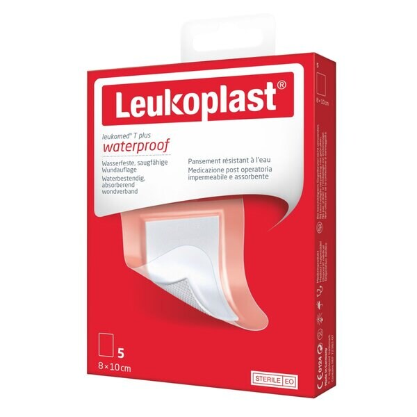 Leukoplast Leukomed T Plus vedenkestävä haavasidos lääkinnällinen laite - 8 cm x 10 cm, 5 kpl