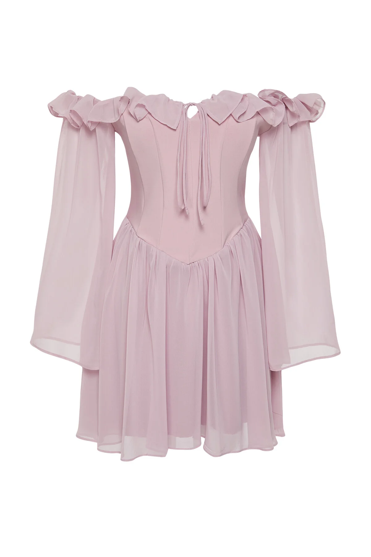 Trendyol Collection  Dusty Rose Taillenöffnung/Skater-gefüttertes Volant-Chiffon-Elegantes Abendkleid TPRSS23EL00096