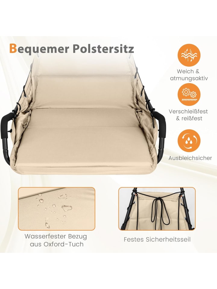 COSTWAY Hängesessel mit Gestell in Beige günstig kaufen onesize