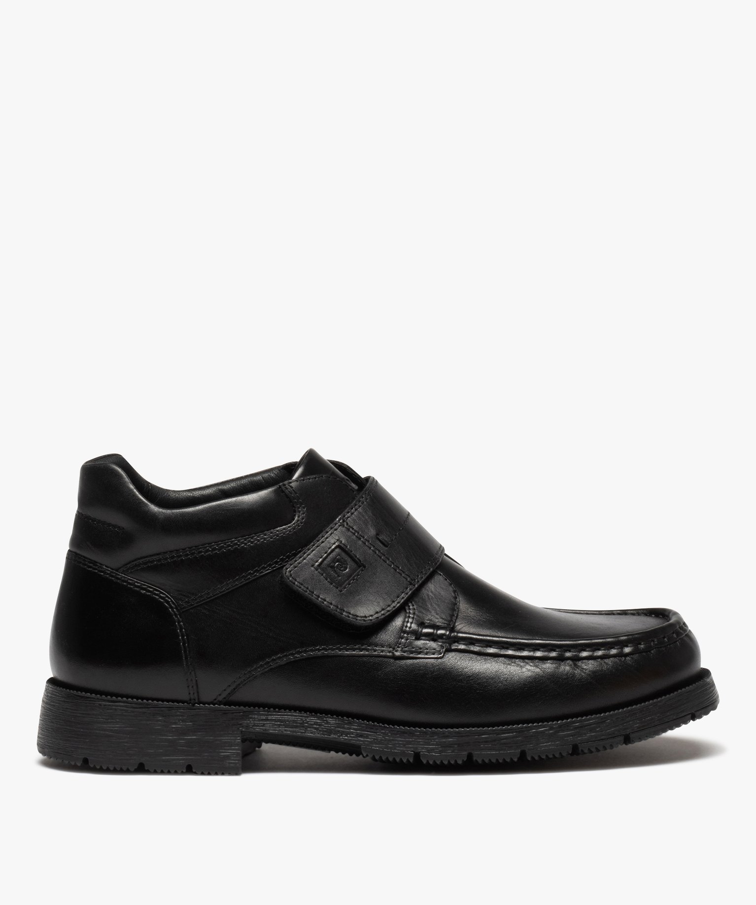 Boots homme unies en cuir avec scratch - Pierre Cardin noir | GEMO