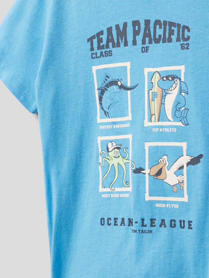 T-Shirt mit Motiv-Print in blau