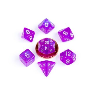 10mm Mini Stardust Acrylic Poly Dice Set: Purple