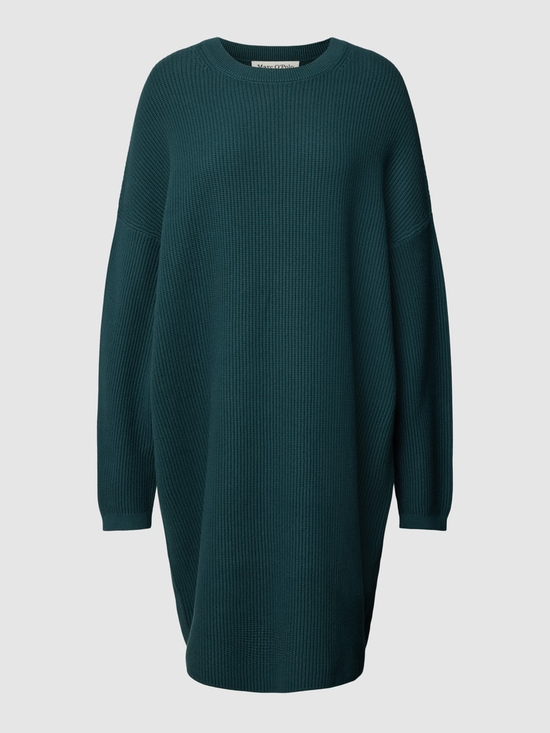 Strickkleid aus Baumwolle mit Rundhalsausschnitt in dunkelgrün