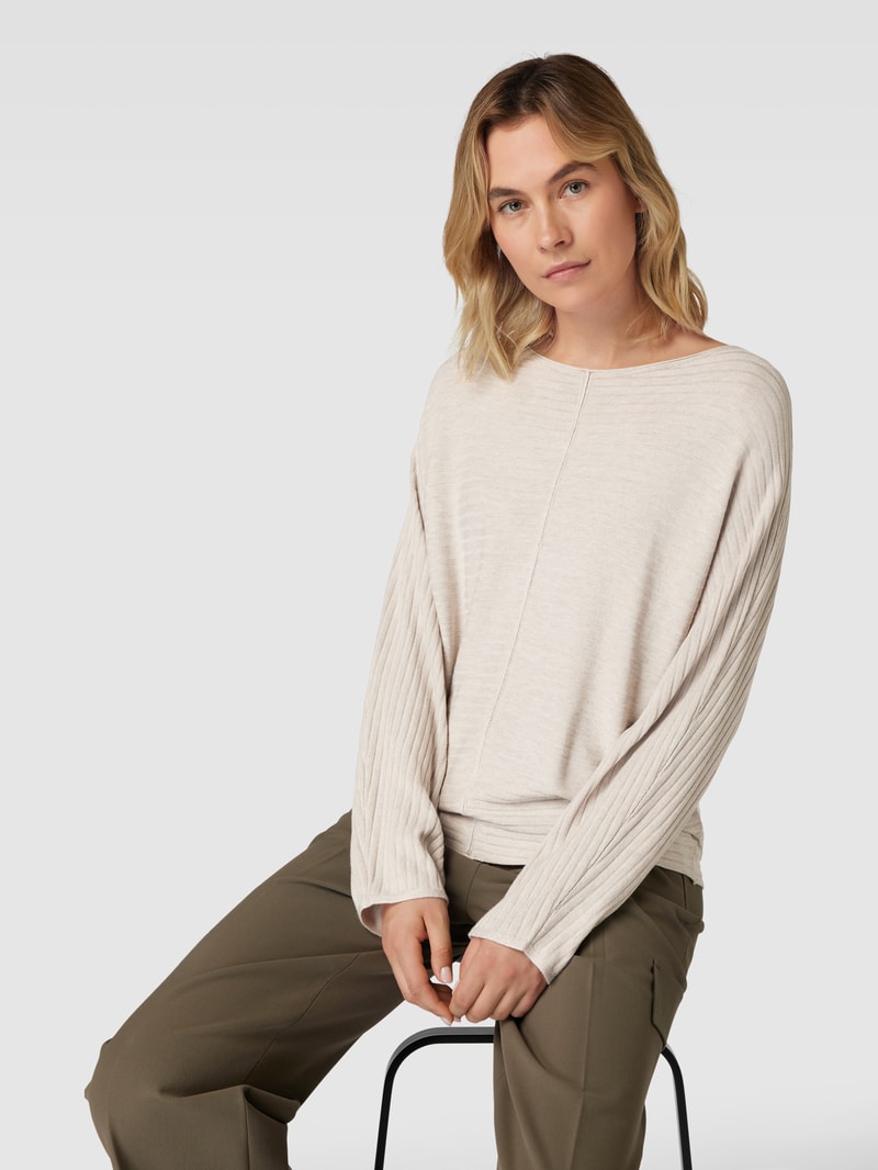 Strickpullover aus Viskose-Mix mit Rippenstruktur in hellgrau meliert