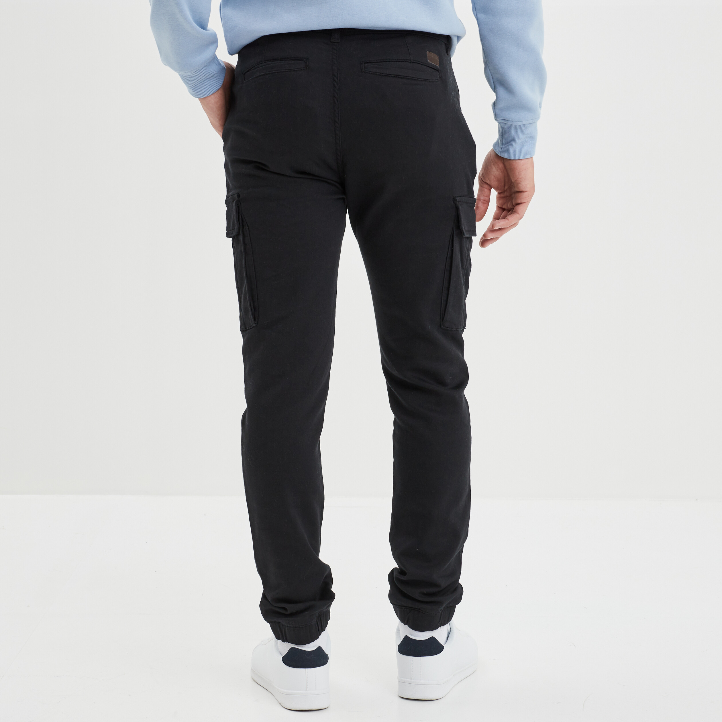 Pantalon cargo à coulisse noir homme | La Halle