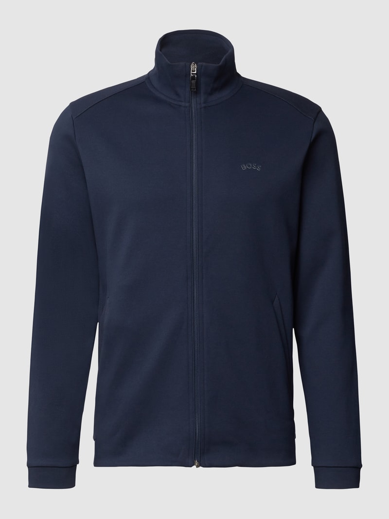 Sweatjacke mit Label-Patch in marineblau