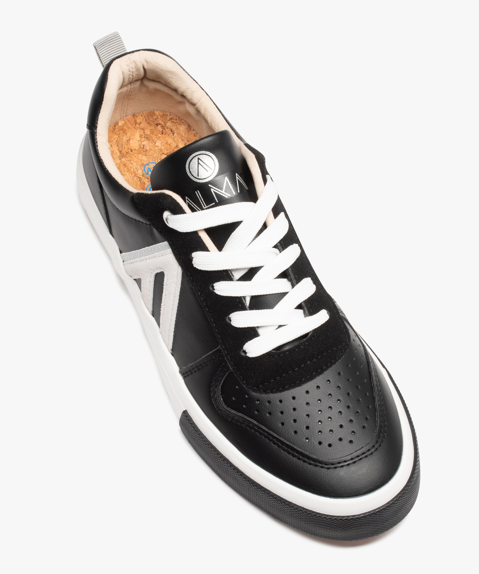 Baskets homme casual bicolore et à lacets - Alma Planète noir | GEMO