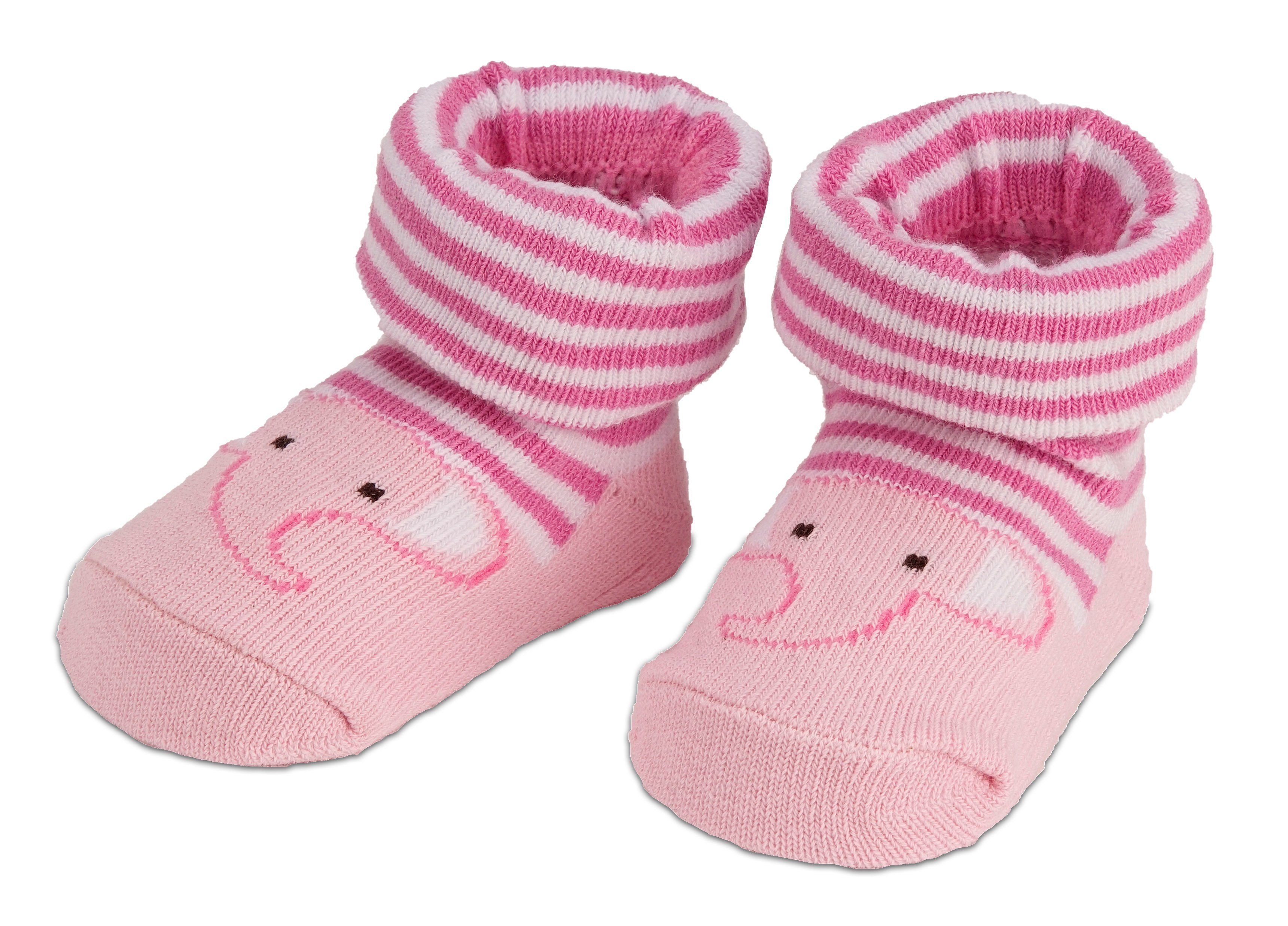 BRUBAKER Socken Babysocken für Mädchen 0-12 Monate (4-Paar, Baumwollsocken mit Tier Motiven) Baby Geschenkset für Neugeborene in Geschenkverpackung mit Schleife