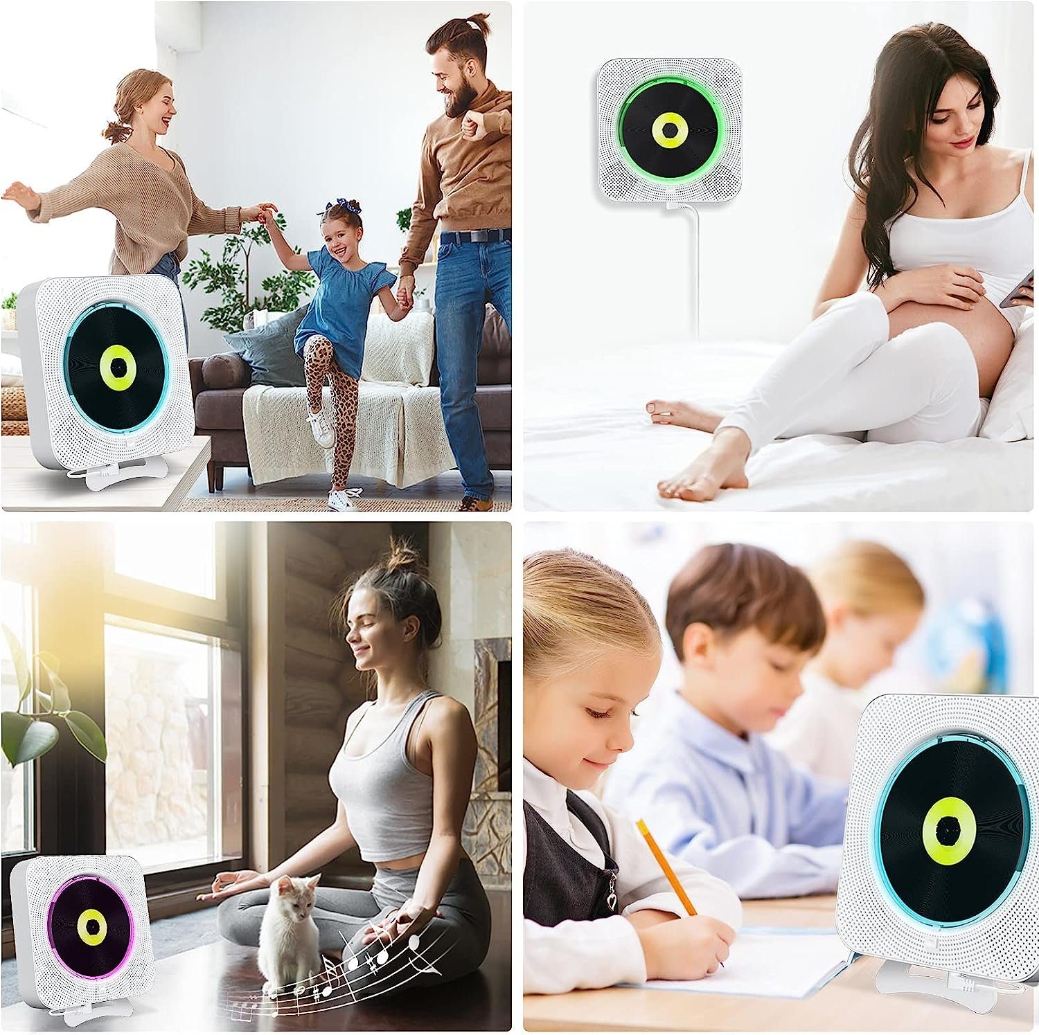 Bedee Tragbarer Desktop-CD-Player mit Bluetooth Multifunktional tragbarer CD-Player (3,5mm AUX Buchse mit Fernbedienung Audio FM Radio USB MP3 Musik Player)