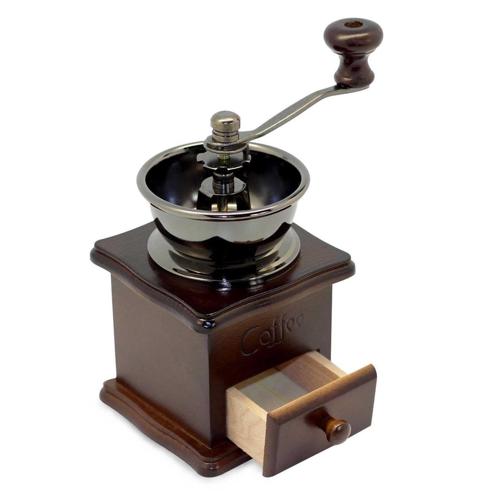 4BIG.fun Espressokocher Manuelle Kaffeemühle Retro Holz Handmühle
