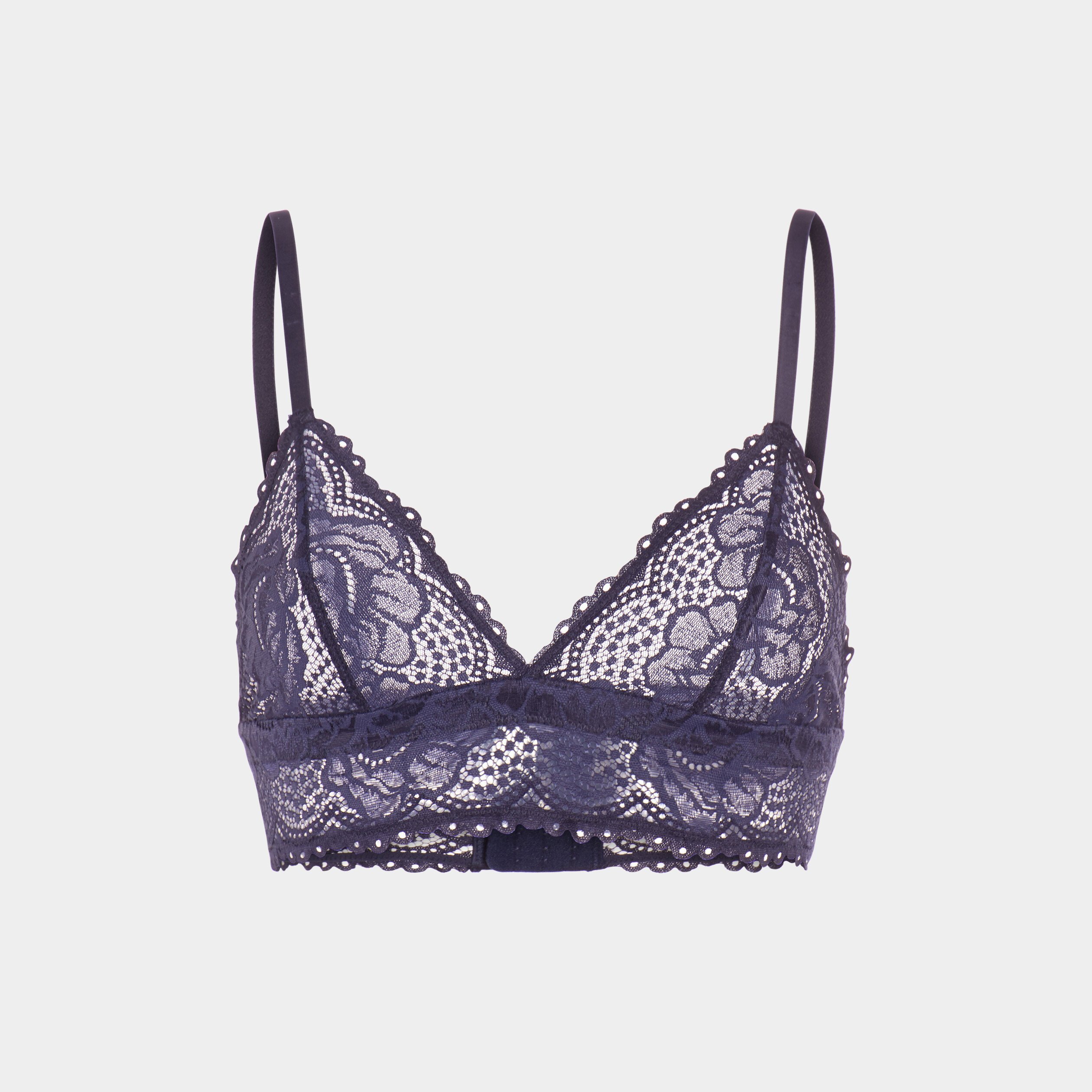 Soutien-gorge triangle en dentelle bleu marine femme | La Halle
