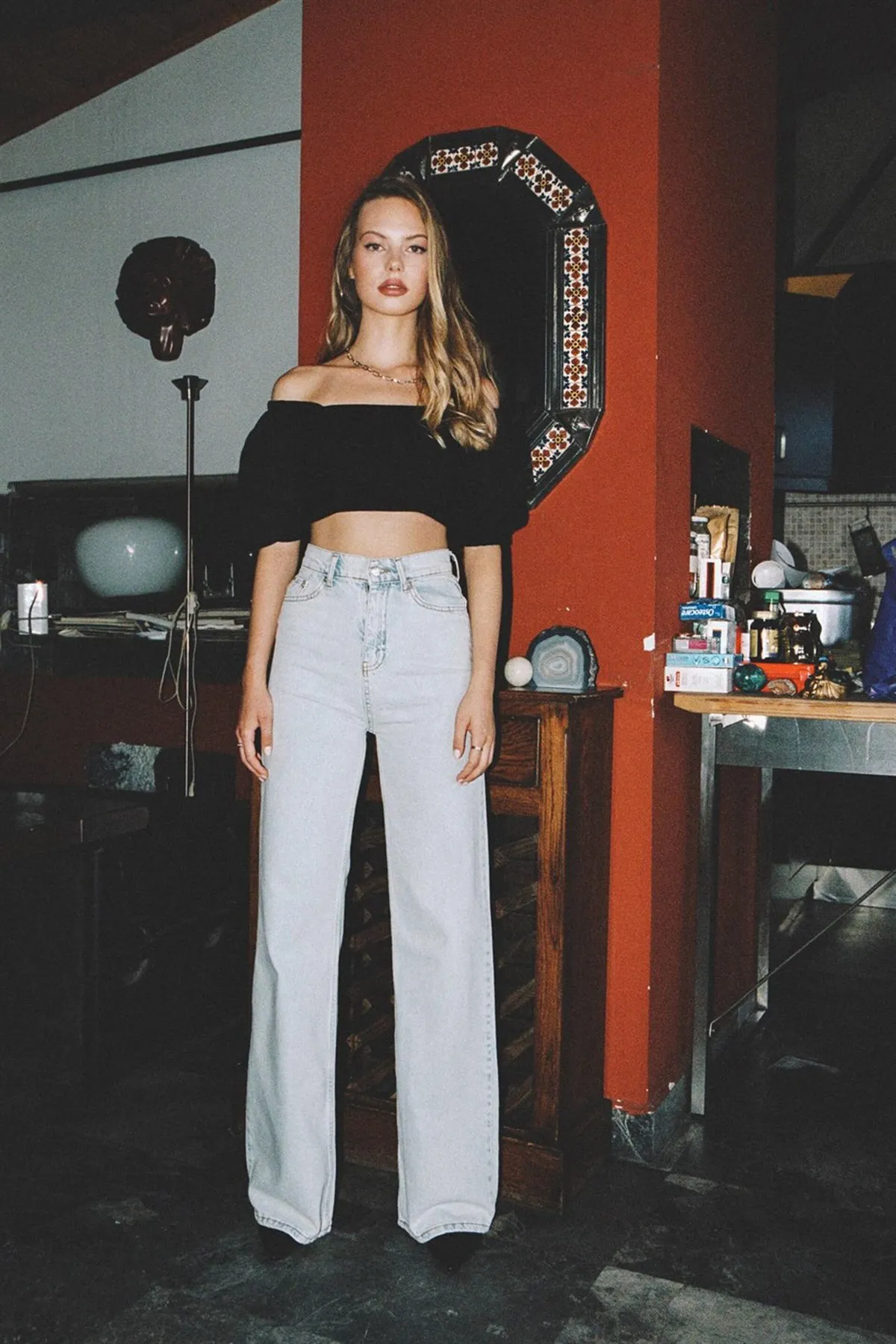 VATKALI  Jeans mit weitem Bein in Hellblau