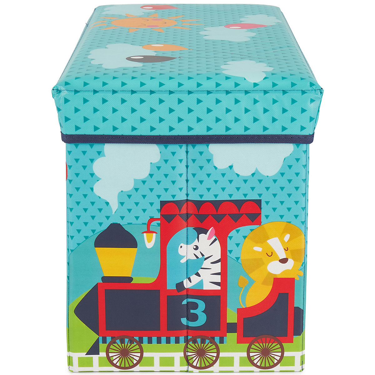 Aufbewahrungsbox mit Deckel faltbar Sitzhocker und Polsterung Spielzeugkiste 66L Aufbewahrungsboxen