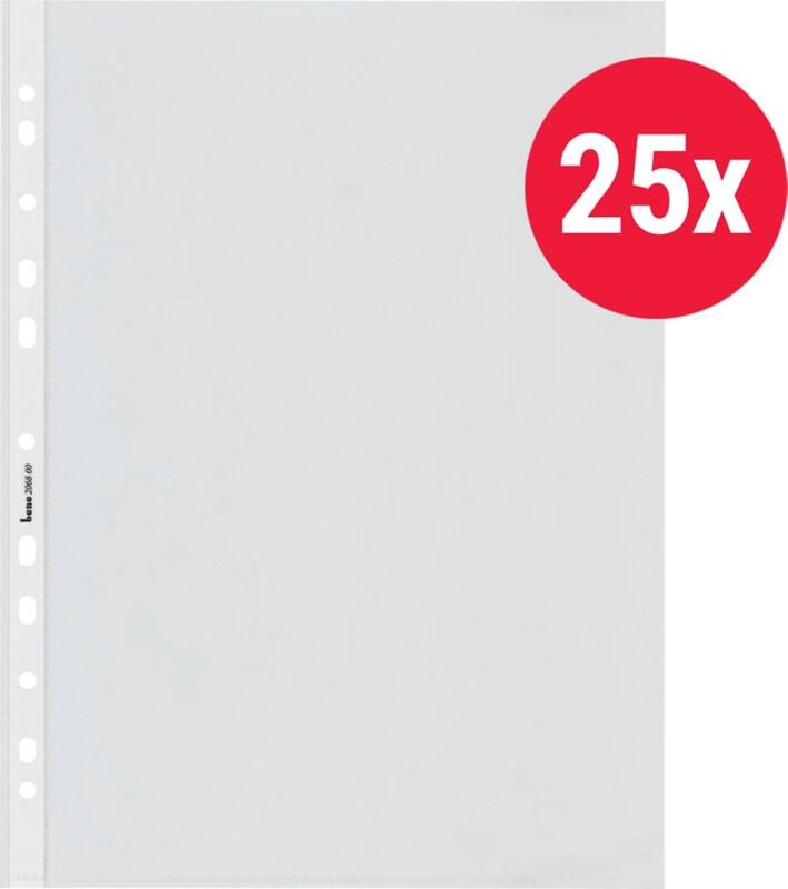 Bene Prospekthüllen DIN A4 Glasklar Transparent 100 Mikron PP (Polypropylen) Oben 11 Löcher 25 Stück