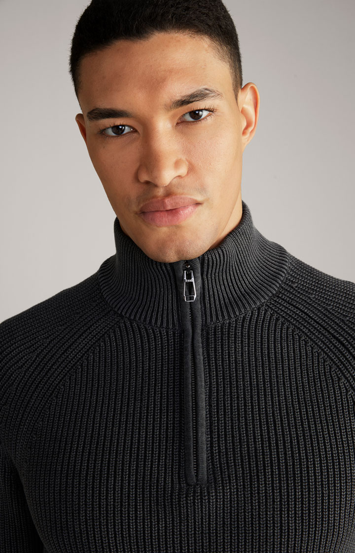 Baumwoll-Pullover Henricus in Schwarz-Grau