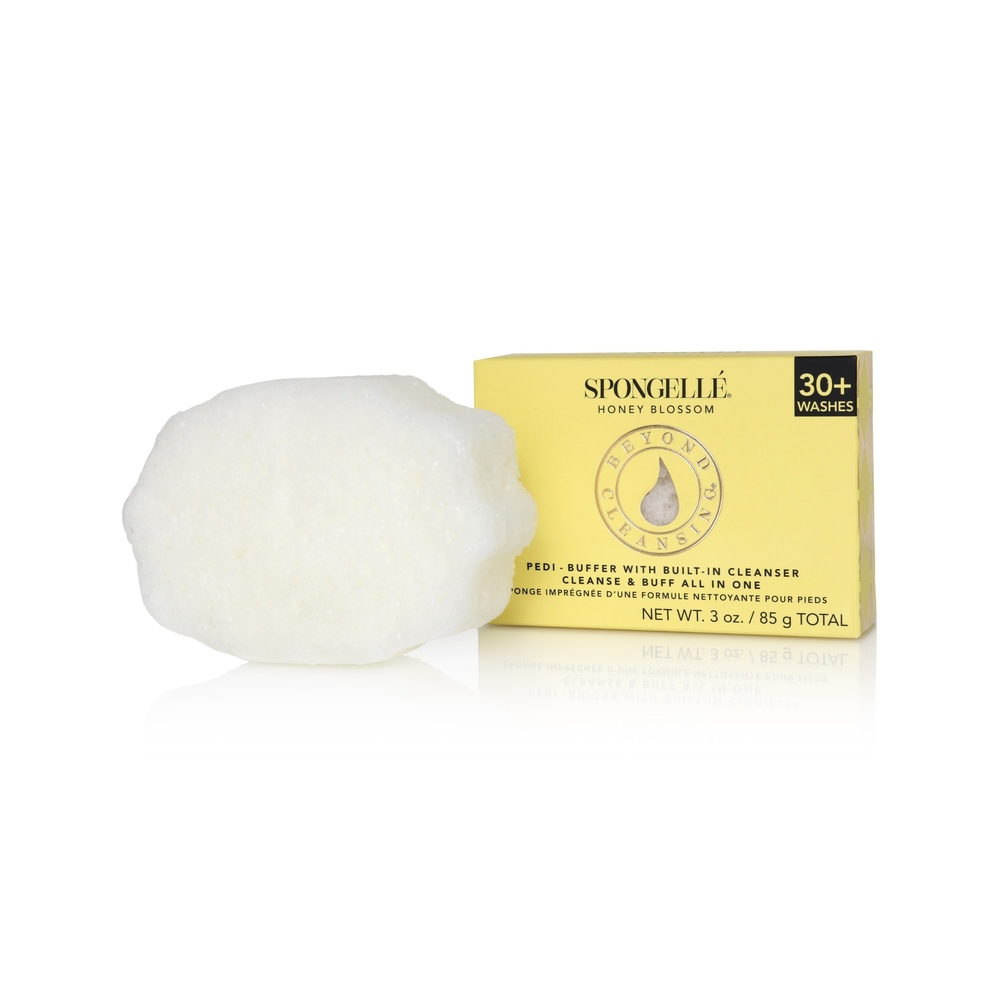 spongelle PEDI-BUFFER HONEY BLOSSOM Eponge impregré d'une formule nettoyante pour les pieds