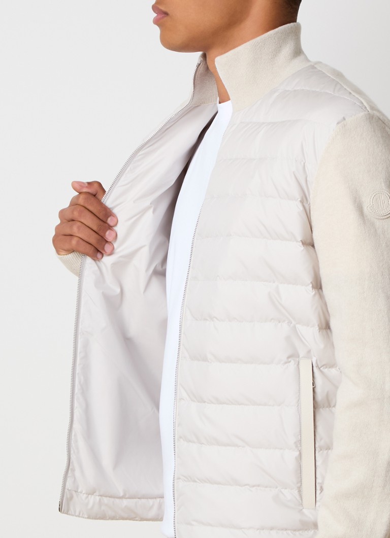 Jemne pletený kardigan Moncler s prešívaným predným dielom zo zmesi kašmíru