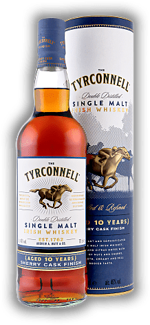 Tyrconnell Sherry Cask Finish 10 Years Tyrconnell Sherry Cask Finish 10 Years Weich und sahnig mit Honig- und Zitrusnoten. Alter 10 J. - 0,7	 Liter - Vol 46%