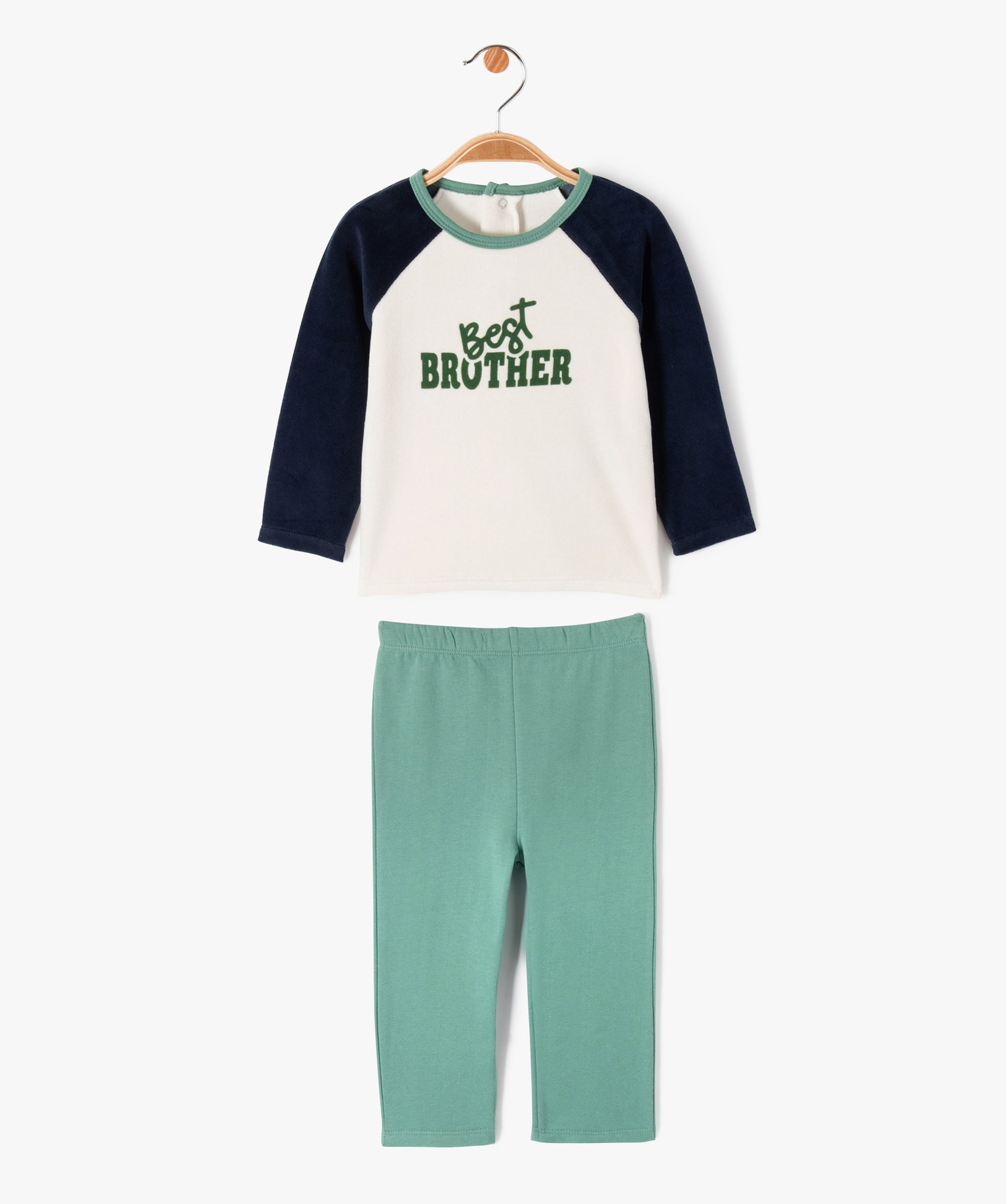 Pyjama 2 pièces bi-matières bébé Garçon ecru | GEMO