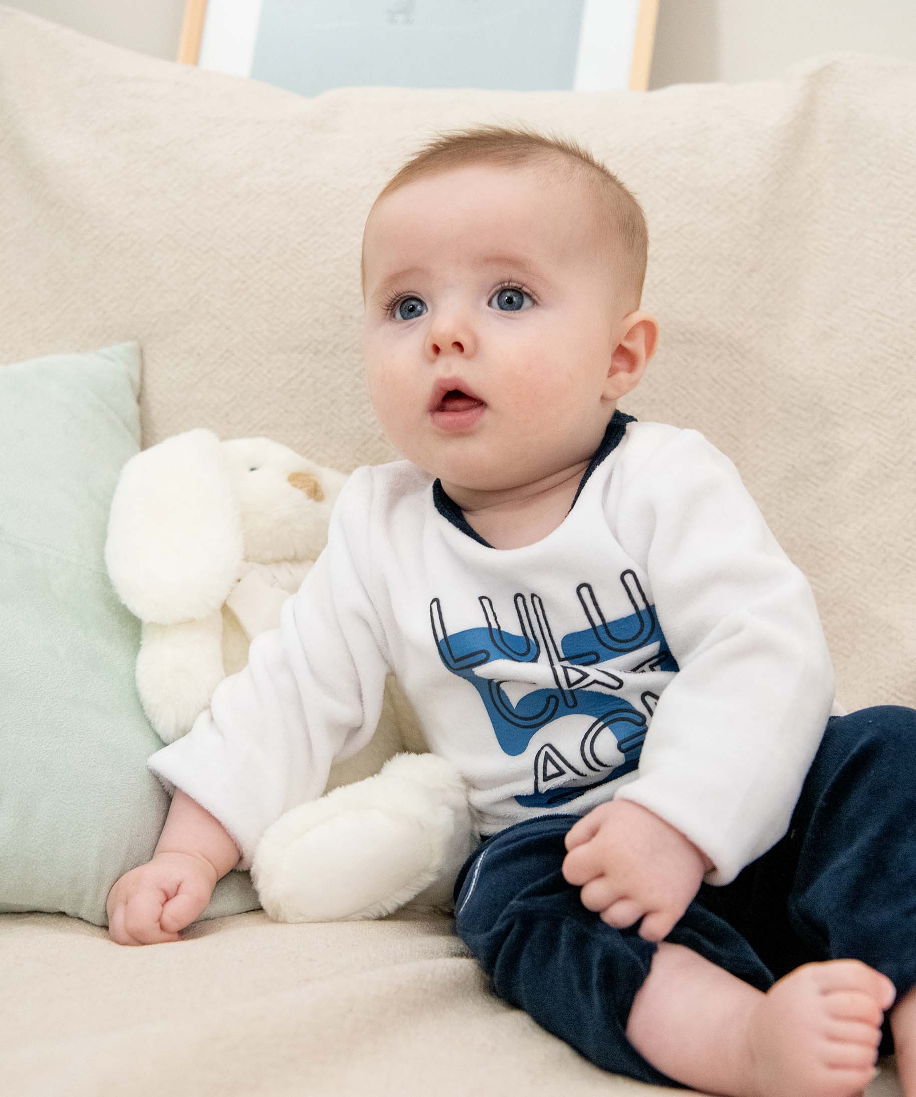 Pyjama bébé 2 pièces en velours - LuluCastagnette blanc | GEMO