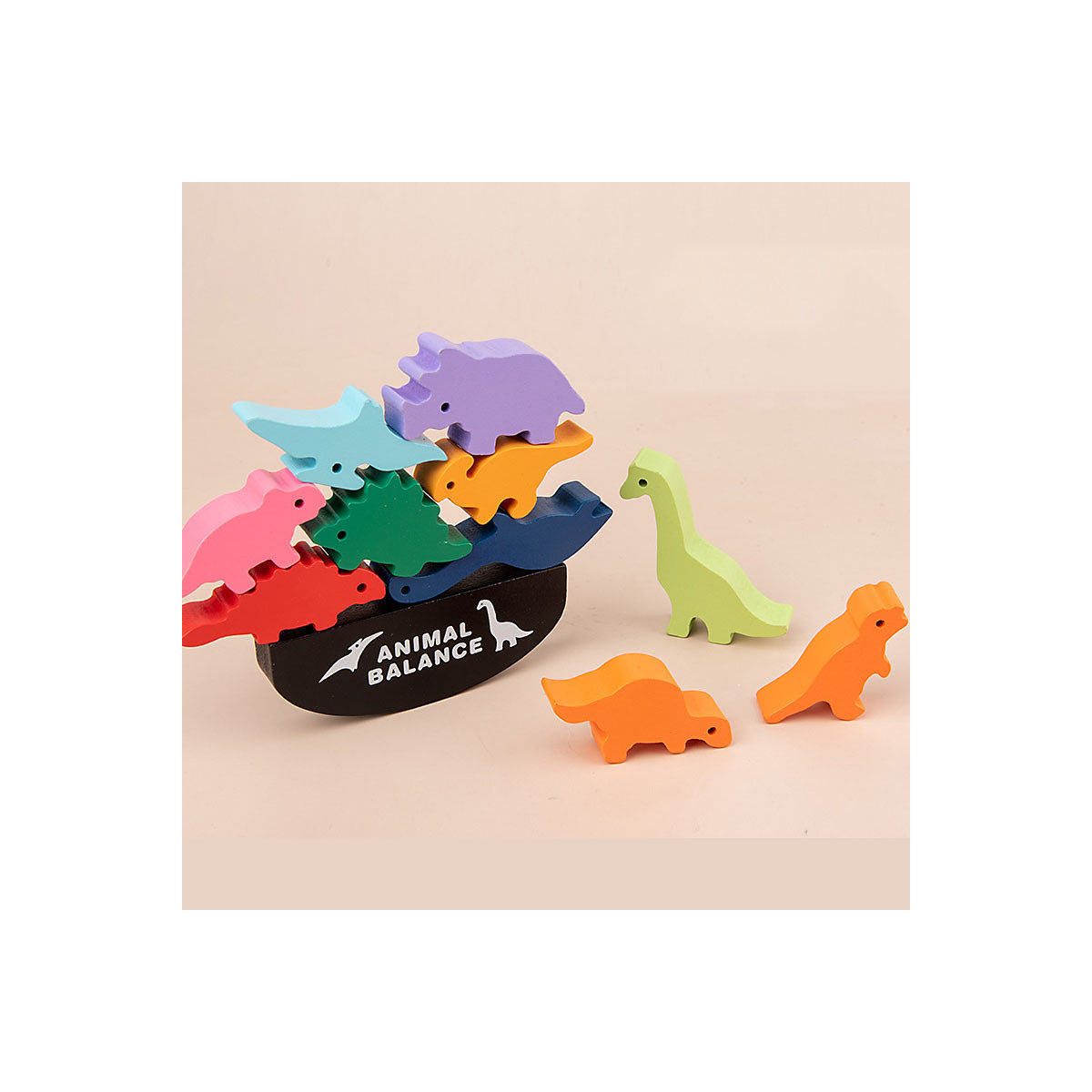 Balance Schiff stapeln frühe Bildung pädagogisches Spielzeug Kinder Dinosaurier hölzerne Balance Montage Blöcke stapeln hoch
