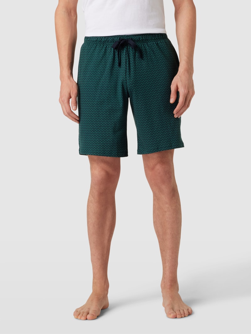 Sweatshorts mit Allover-Muster in dunkelgrün