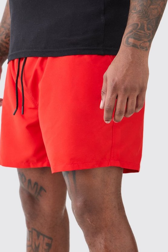 Plus mittellange Badehose mit einfarbigem Print