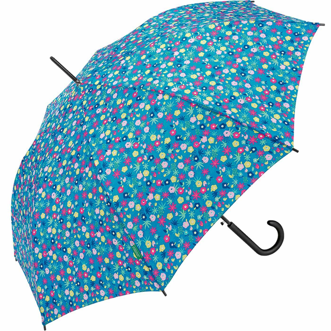 United Colors of Benetton Langregenschirm Long AC mit Auf-Automatik - Millefleur diva blue, ein Blütenmeer für unterwegs