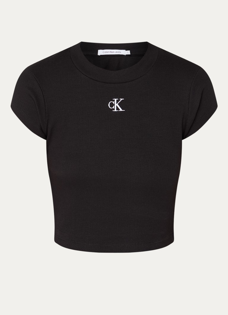 T-shirt corta a coste di Calvin Klein con logo ricamato