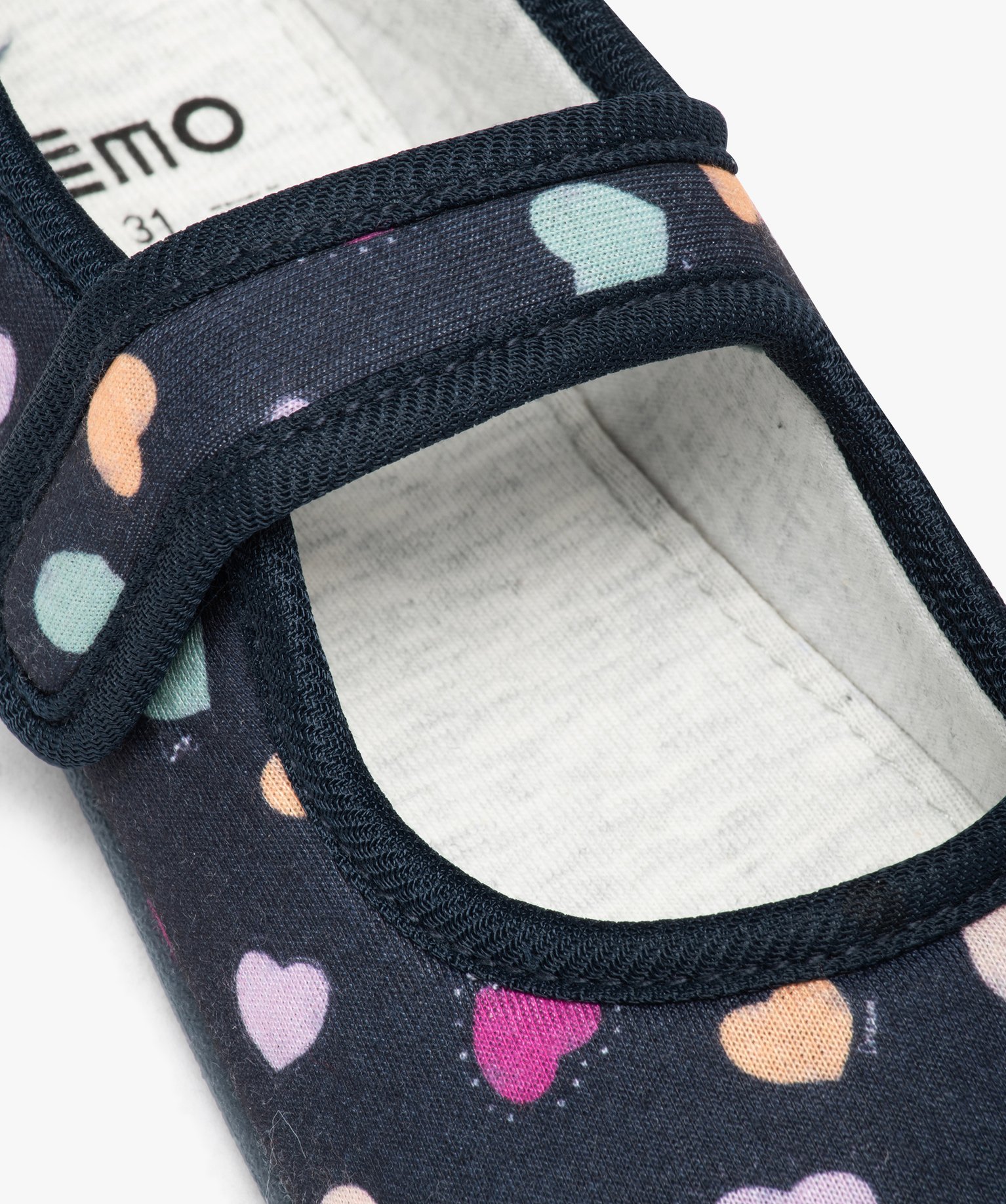 Chaussons fille ballerines à petits coeurs colorés bleu | GEMO
