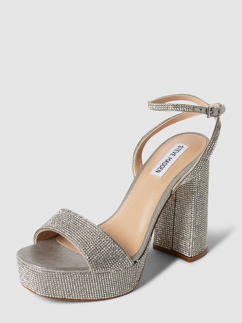 Sandaletten mit Zierbesatz Modell 'LESSA' in silber