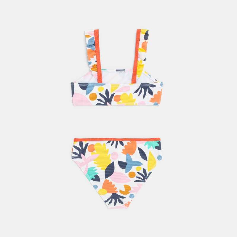 Maillot de bain 2 pièces fille à motifs abstraits blanc Catimini