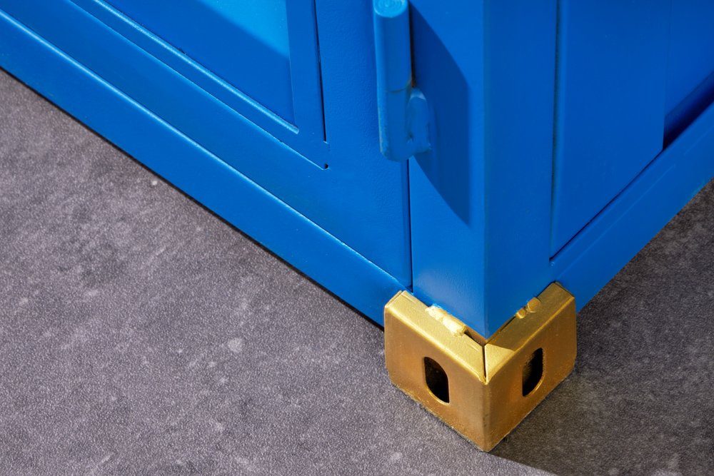 riess-ambiente Barschrank GLOBETROTTER 180cm blau / gold (Einzelartikel, 1-St) Wohnzimmer · Metall · für Alkohol · Küche · Container · Industrial