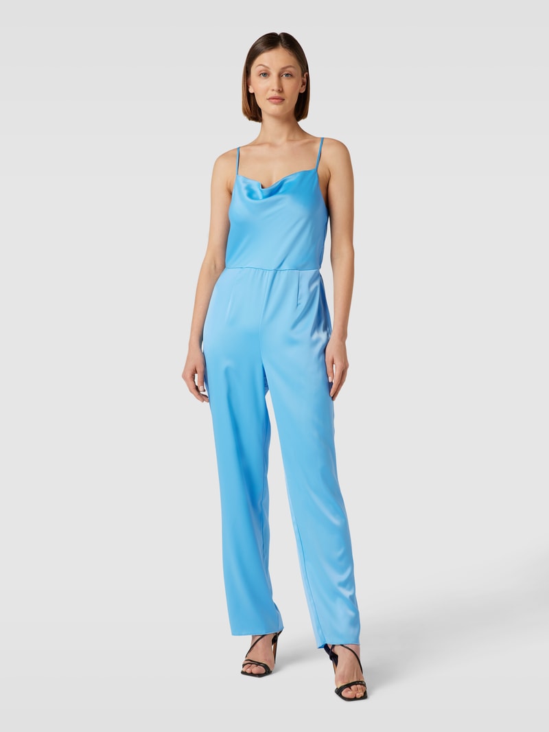Jumpsuit mit Wasserfall-Ausschnitt Modell 'Dottea' in bleu