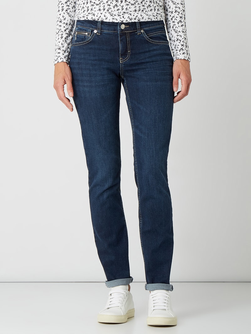 Slim Fit Jeans mit Reißverschlusstasche in marineblau