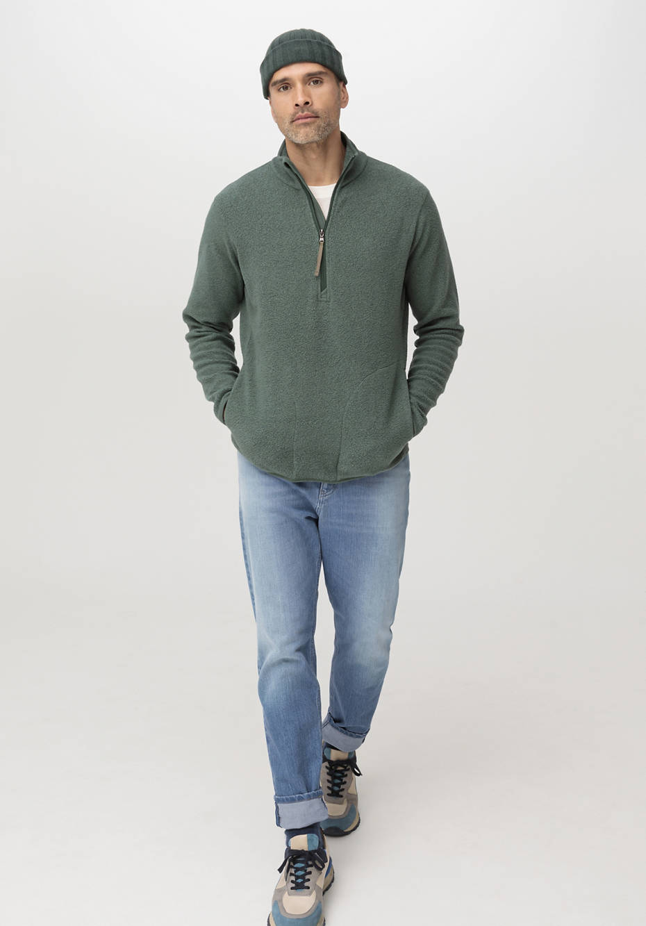 BetterRecycling Fleece-Sweater aus reiner Bio-Baumwolle