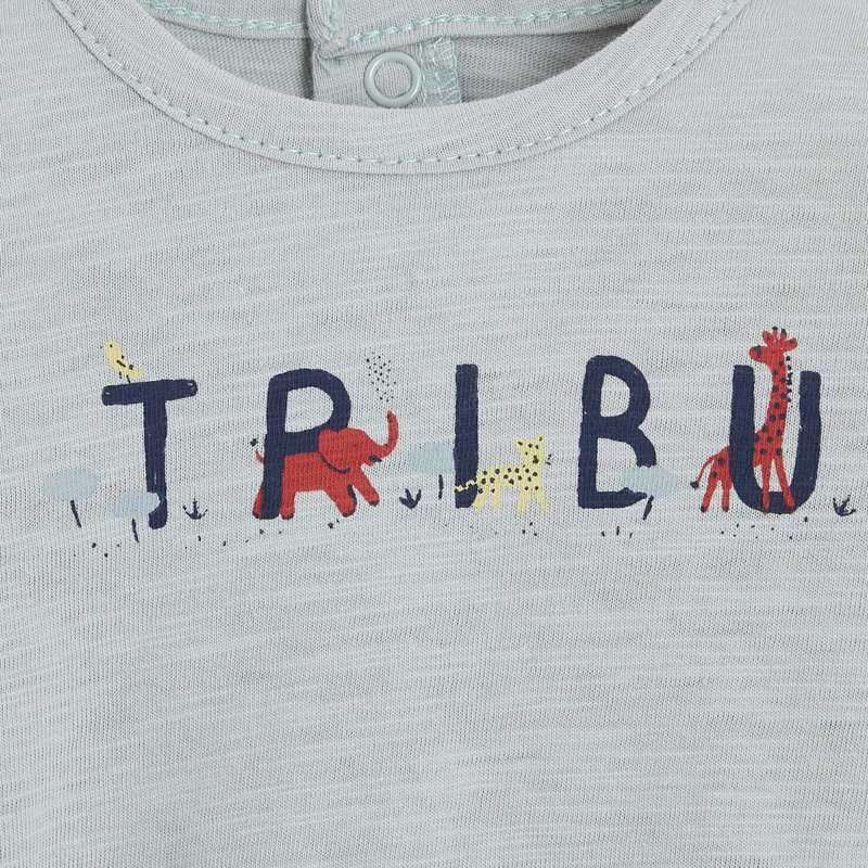 T-shirt manches longues bébé en jersey flammé bio vert Absorba