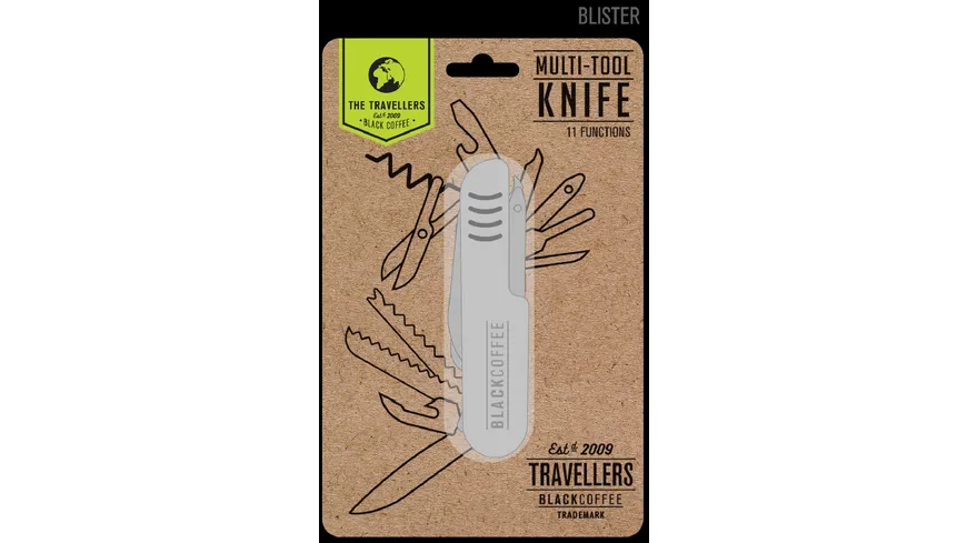 BLACK COFFEE Taschenmesser mit 11 Funktionen silber