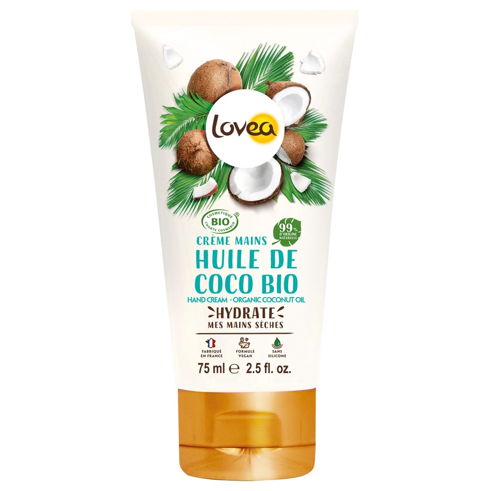 lovea Crème Mains Huile de Coco Bio Certifié BIO Crème Mains - Peaux Sèches