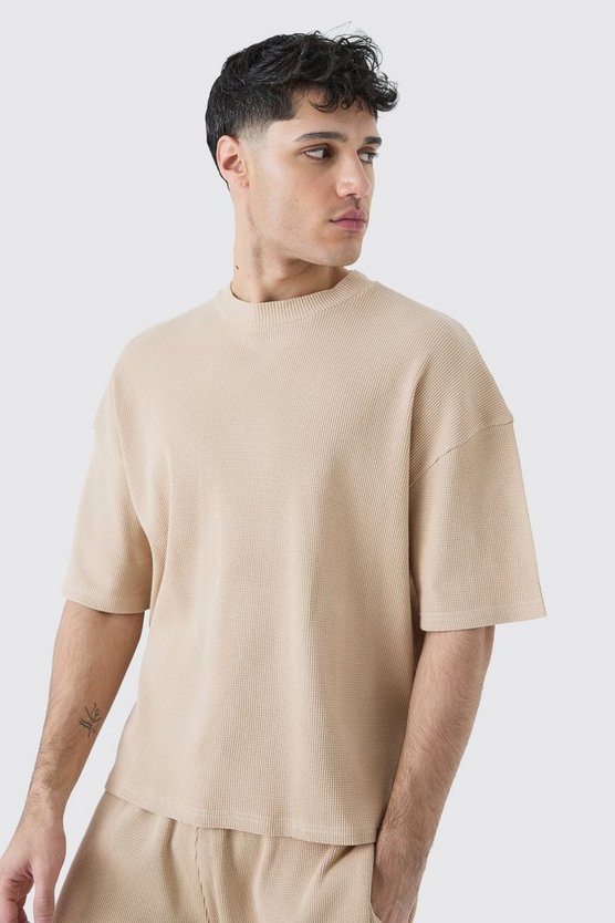 Kastiges Oversize T-Shirt in Waffeloptik