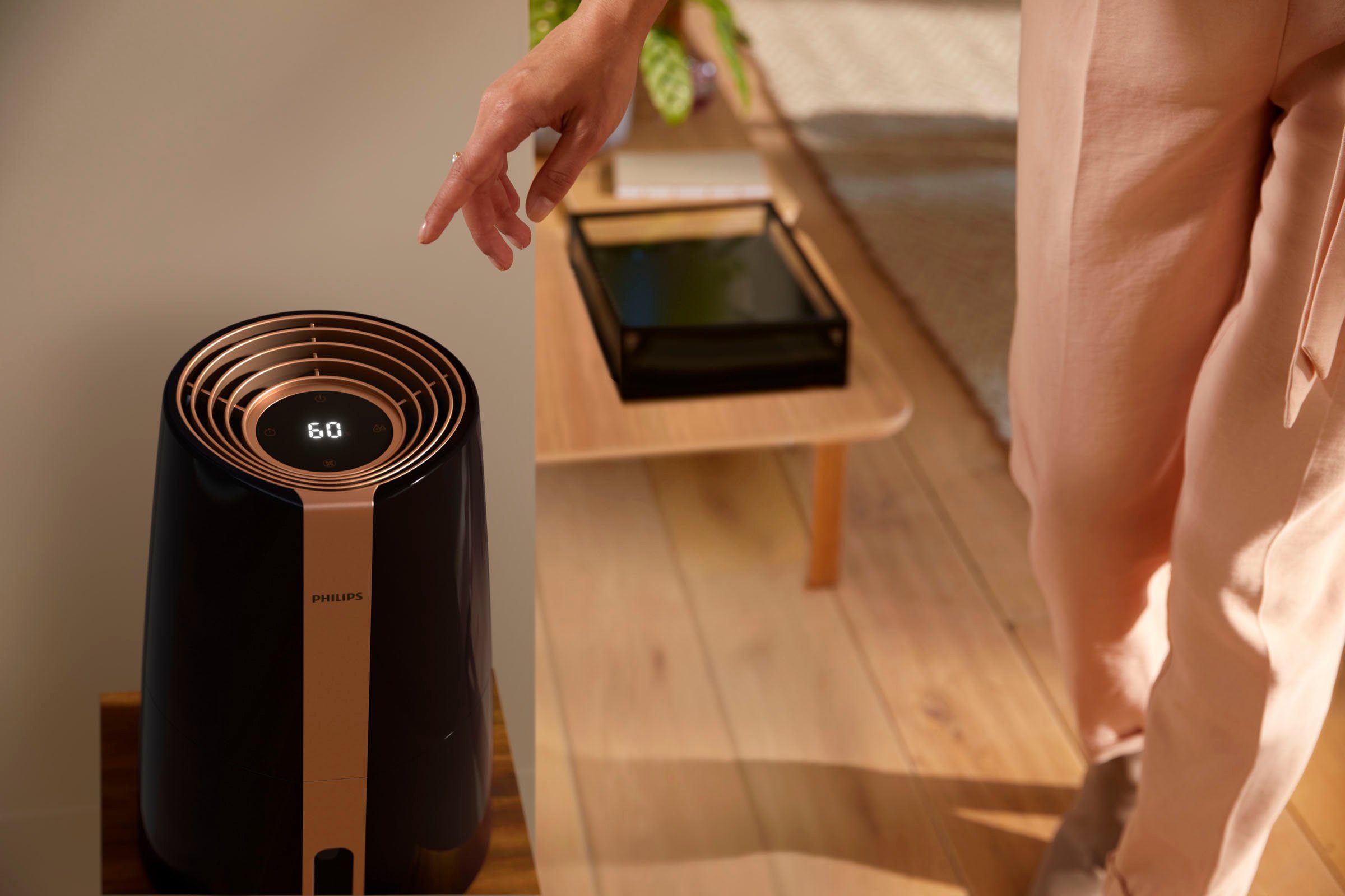 Philips Luftbefeuchter HU3918/10 3000 Serie, 3 l Wassertank, für 45 m² Räume, mit NanoCloud-Technologie