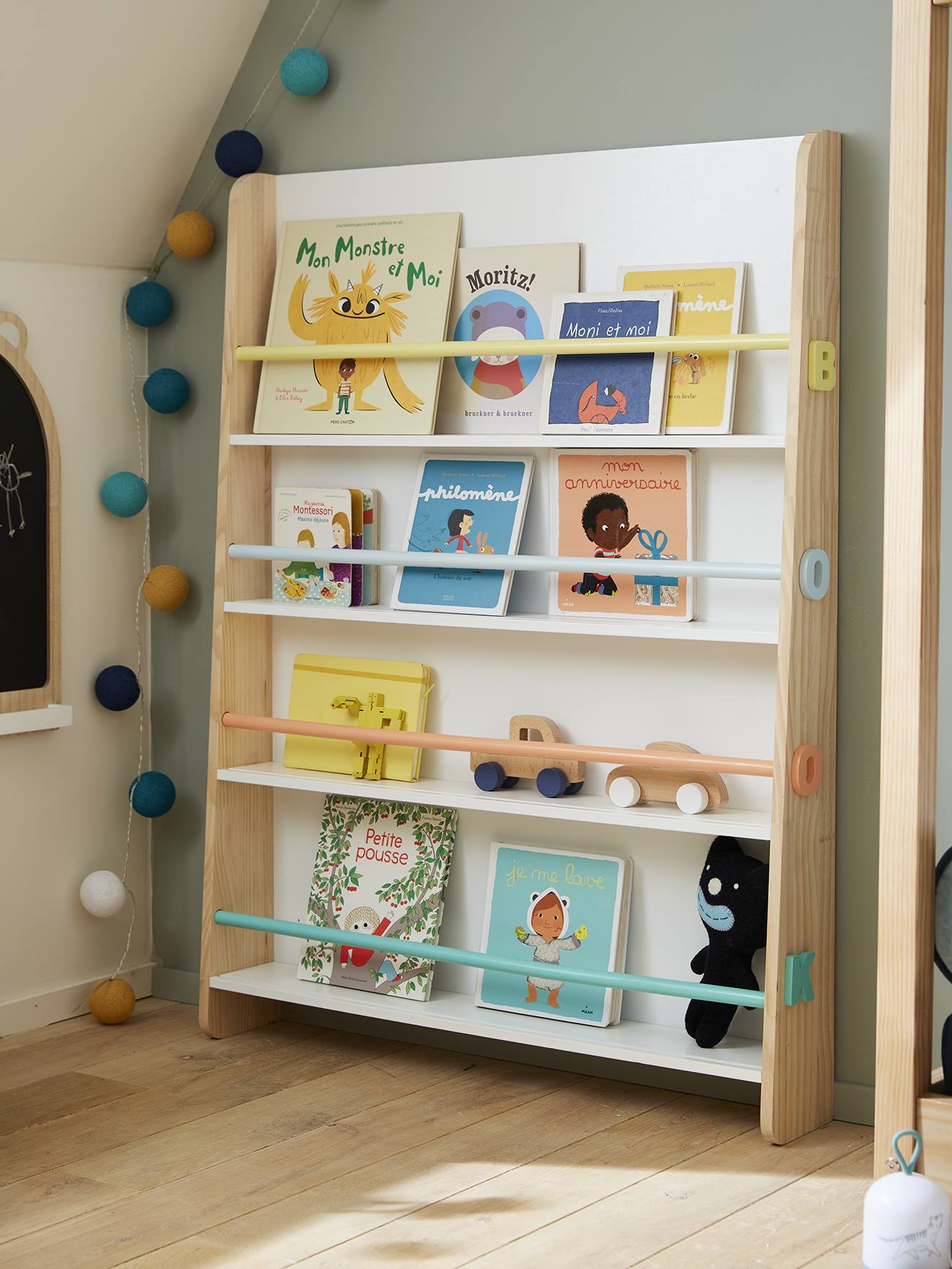 Vertbaudet Kinder Bücherregal BOOKS - weiß/natur