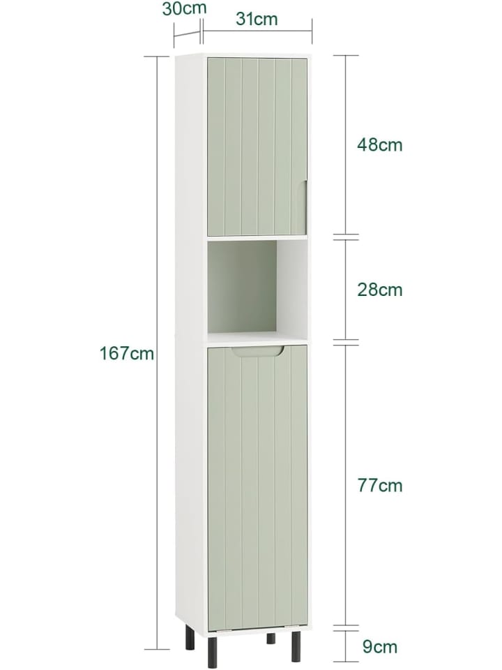 SoBuy Hochschrank in Weiß und Grün - (B)31 x (H)167 x (T)30cm günstig kaufen onesize