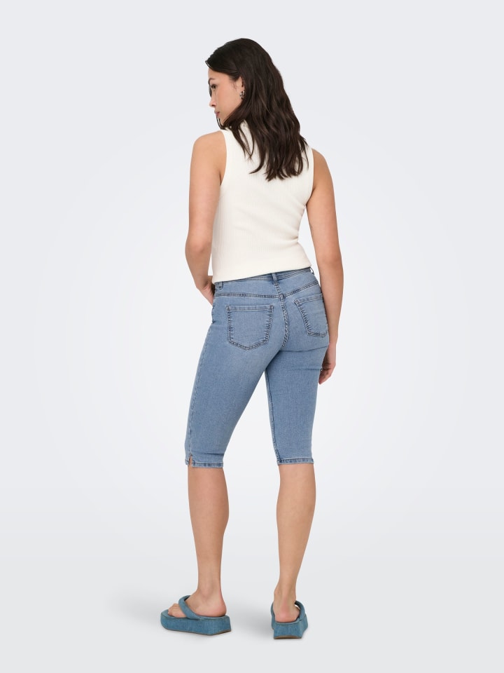 JACQUELINE de YONG Skinny Capri Jeans Shorts Kurze Stretch-Denim Hose in Hellblau günstig kaufen