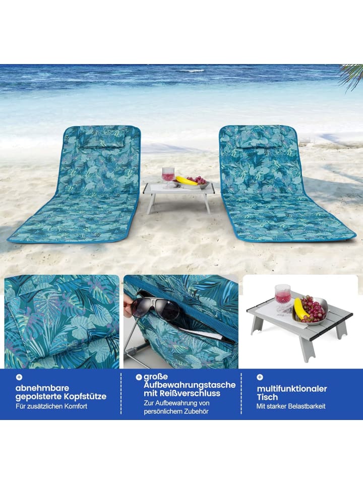 COSTWAY Strandmatte 2er Set in Türkis günstig kaufen onesize