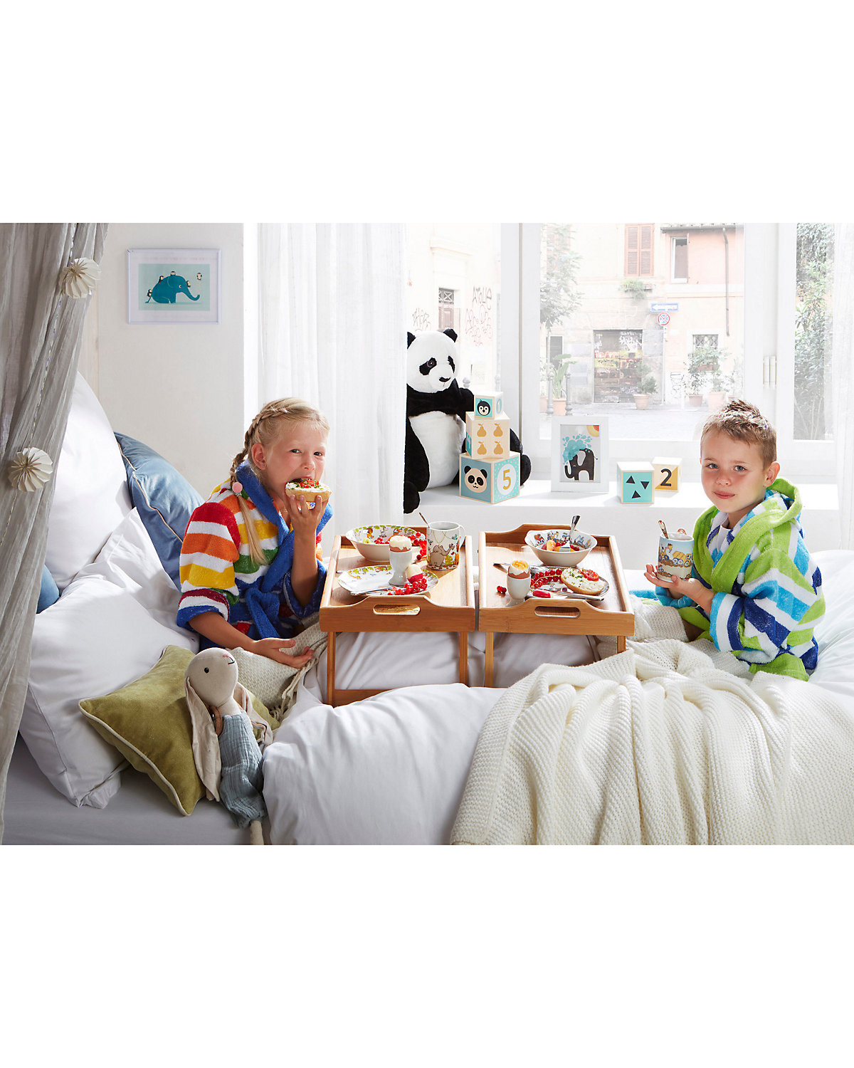 Kinder-Bademantel mit Kapuze Frottier