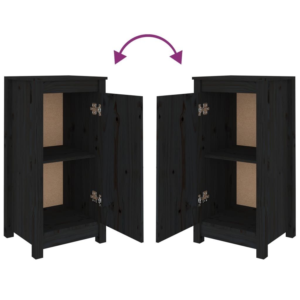 vidaXL Anrichte Sideboards 2 Stk Schwarz 40x35x80 cm Massivholz Kiefer