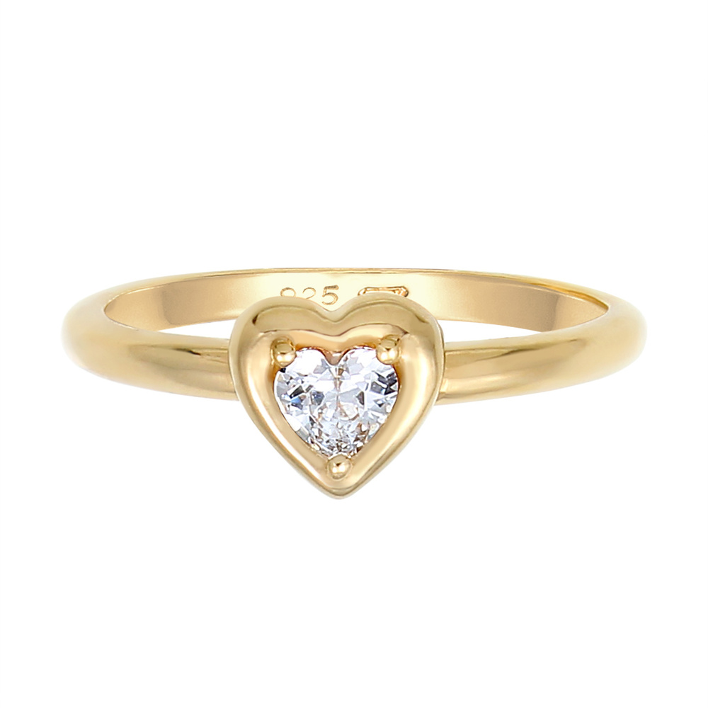 Elli Elli Bague Coeur Amour avec Cristaux de Zircone Bague Femme - (925/1000) Argent P Bague